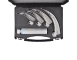 Laryngoscope RNE. Features Macintosh Miller, Fiberoptic, Direct blades & ergonomic handle. Autoclave-safe (134°C), LED lighting, 6 configurations.