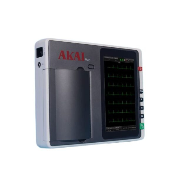 جهاز رسم قلب Akai CG3T: جهاز تخطيط القلب الرقمي ثلاثي القناة مع شاشة كبيرة وطابعة حرارية عالية الدقة. للعيادات والاستخدام المنزلي، بتقنية فلترة التداخلات.
