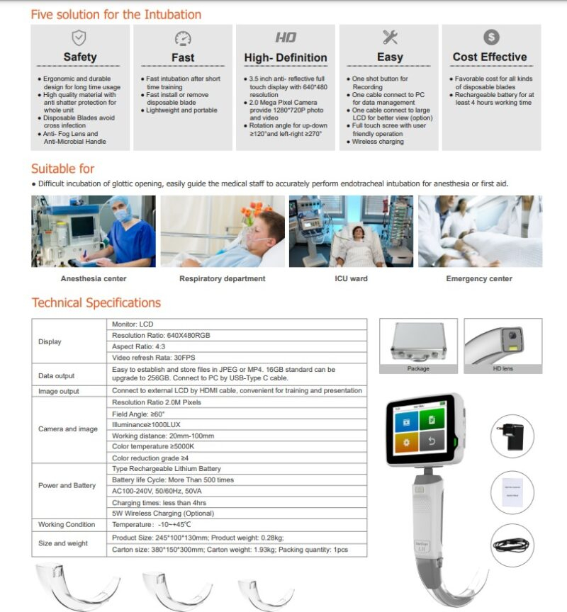 AKAI Med Video Laryngoscope – a state-of-the-art tool for safe, fast, and precise intubation. it outperforms C Mac, McGrath, and Glidescope models.