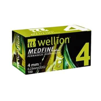 سنون قلم انسولين مقاس 4 ماركة ويليون Wellion نمساوي ( 100 قطعة )