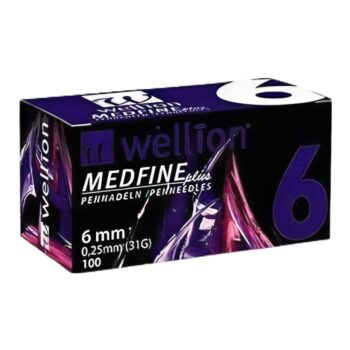 سنون قلم انسولين مقاس 6 ماركة ويليون Wellion نمساوي ( 100 قطعة )
