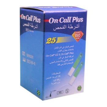 شرائط جهاز السكر أون كول بلاس On Call Plus Strips ( 25 شريطة )