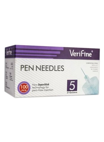 سنون قلم انسولين مقاس 5 ماركة فيرى فاين Verifine ( 100 قطعة )