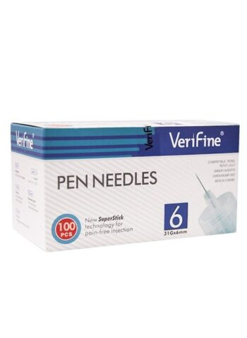 سنون قلم انسولين مقاس 6 ماركة فيرى فاين Verifine ( 100 قطعة )