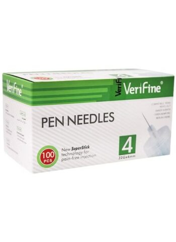 سنون قلم انسولين مقاس 4 ماركة فيرى فاين Verifine ( 100 قطعة )