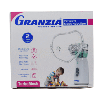 جهاز نيبولايزر ( إستنشاق البخار ) المنزلى ( محمول ) يعمل بالبطارية ماركة جرانزيا تربو ماش Granzia Turbo Mesh الايطالية مستورد ضمان سنتين