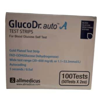 شرائط جهاز السكر جلوكو دكتور أوتو  Gluco Dr auto A Strips ( 100 شريط )